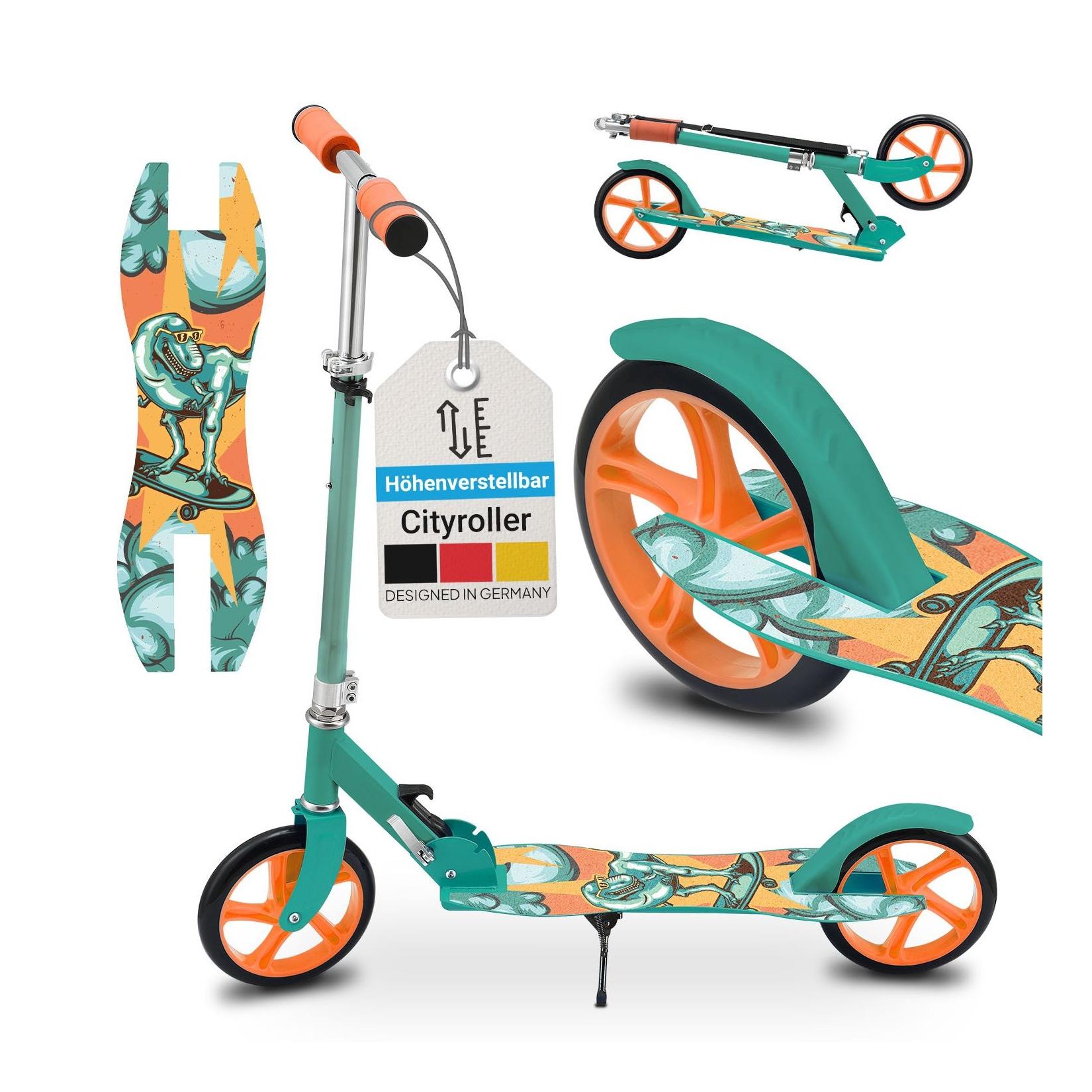 ArtSport Scooter Dino-Mint Cityroller Big Wheel 205mm Räder klappbar höhenverstellbar Kinder ab 3 Jahre