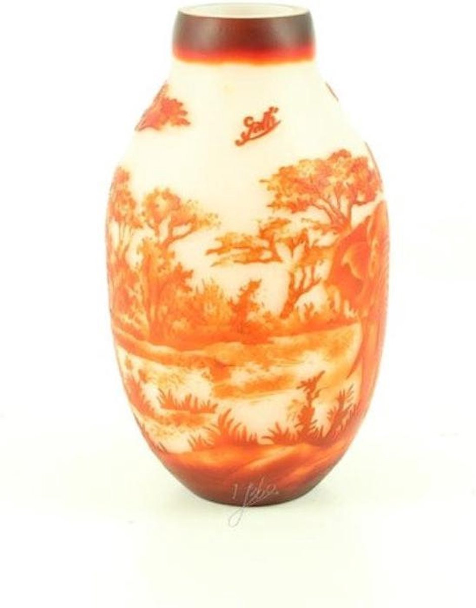 African Alephant Cameo Glas Vaas, Hoogte: 29,5 cm