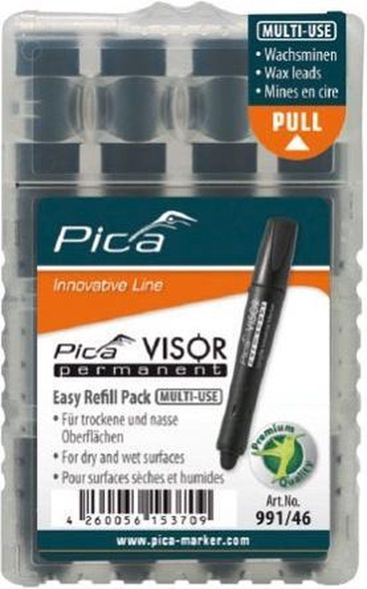 Pica 991/46 VISOR Permanent Marker Navulling - 4 stuks - Zwart