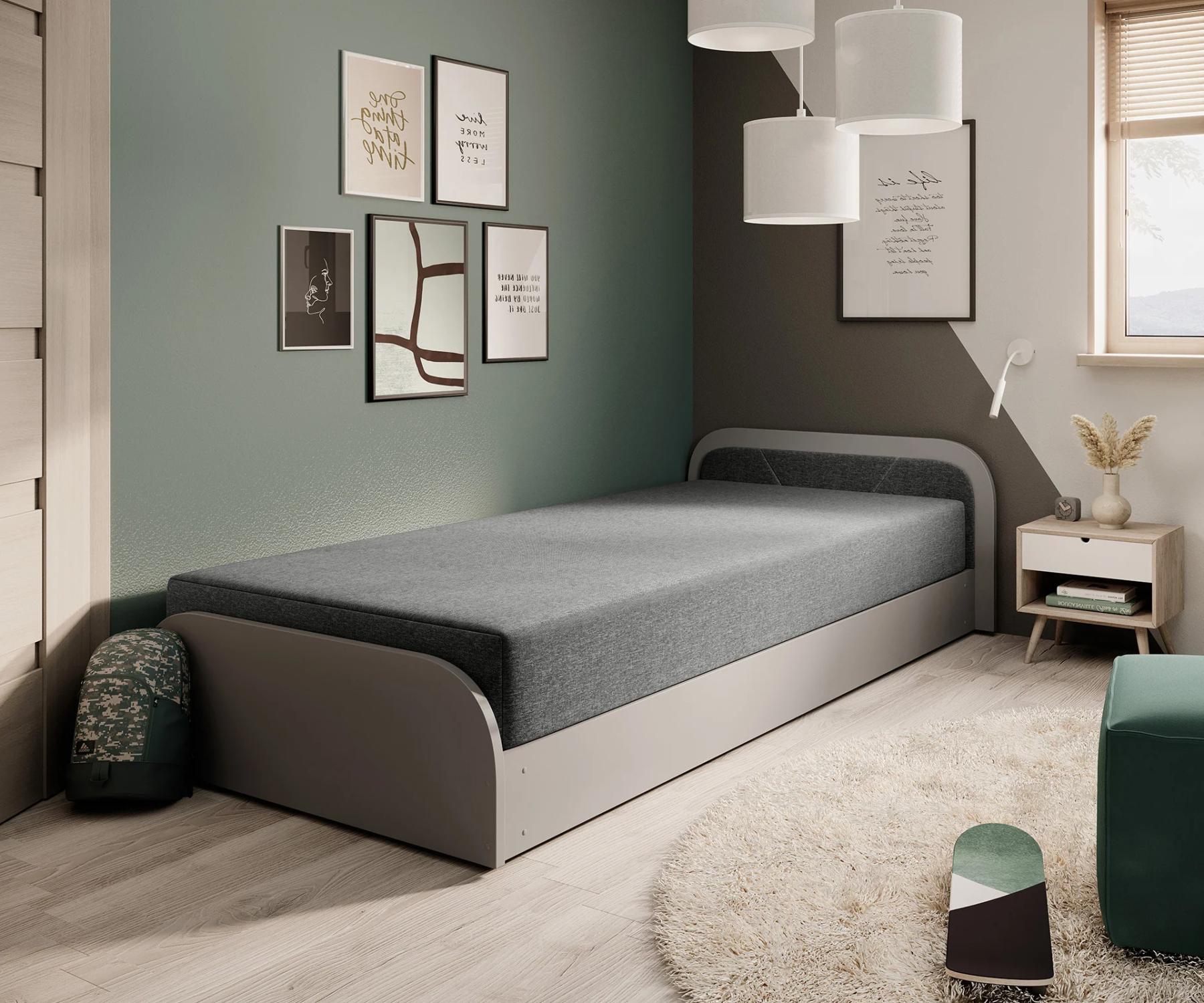 Kinderbett 80x190 SNUGORIA 2 - grau / echtes Design