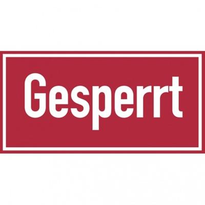 König Werbeanlagen Dreifke® Hinweisschild, Gesperrt, 100 x 200 mm, Magnetfolie - 200x100x0.6 mm Magnetfolie