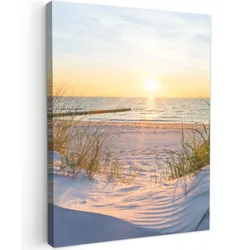LEINWANDBILD Strand - Sonne - Düne - Gras - Sand - Horizont Room Decor 30x40 cm