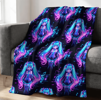 Inspire Curations Hatsune Miku Crayon Style Flannel Throw Blanket zy255 d 150x200cm 59x79in