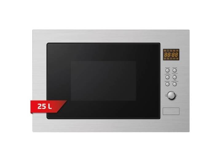 Corberó CMICP125 Einbau-Mikrowelle, 25 l, Leistung 900 W, Automenü, Grill, 5 Leistungsstufen, Easy-Tronic-Steuerung, Expresskocher, Drehteller 315 mm, Edelstahl