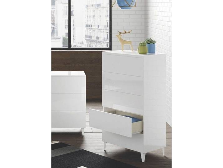 Dmora - Chariot à tiroirs Dmarco Hebdomadaire avec 5 tiroirs Commode pour chambre Hebdomadaire moderne 61x40h117 cm Blanc
