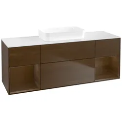 Villeroy und Boch Finion Waschtischunterschrank F741GNGN 160x60,3x50,1cm, Regale Walnut veneer, Walnut veneer
