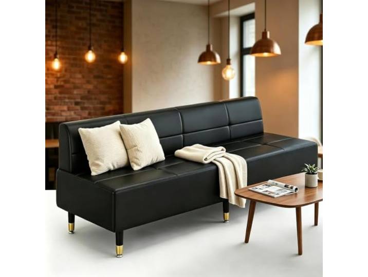 Modulares Empfangssitzsofa, gepolsterte Ottomane, Sitzbank, Bürositzmöbel Kunstleder, Metallgestell Belastbarkeit 300 kg mit Rückenlehne für Schulen Arztpraxen Eingangsbereiche(43.3in/110cm)