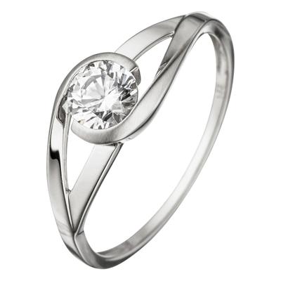 Goldring JOBO Gr. 56, weiß (weißgold 333), Fingerringe, Damen, 56, Weißgold 333, Goldring, 333 Weißgold mit Zirkonia