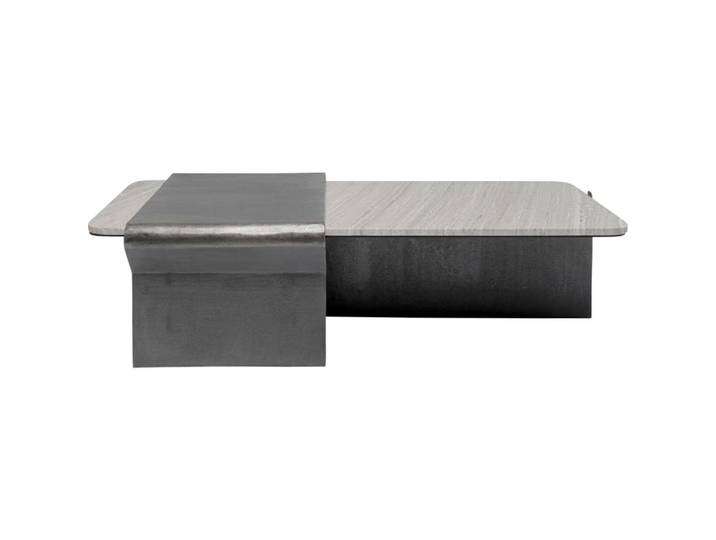 Table basse en marbre et aluminium