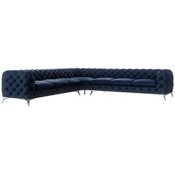 ECKSOFA Chesterfield Laura Marineblau Samt