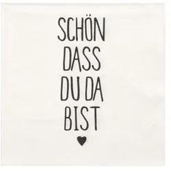 Papstar 200 Servietten, 3-lagig 1/4-Falz 33 cm x 33 cm "Schön, dass du da bist"