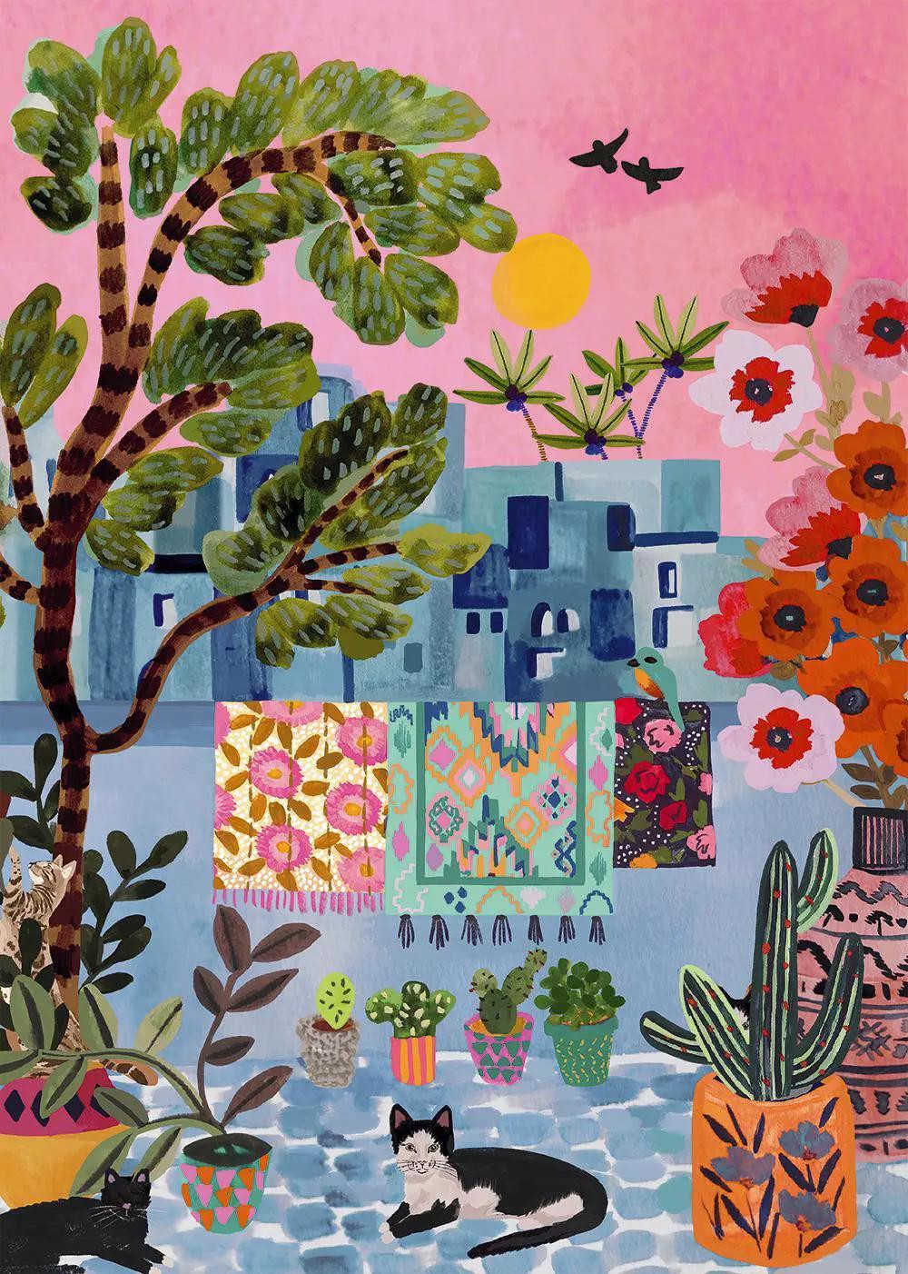 Pieces & Peace Puzzel Katten Chefchaouen Marokko 1000-delige legpuzzel