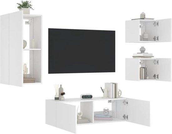 WAN Zwevend tv-wandmeubelset met LED-verlichting in wit