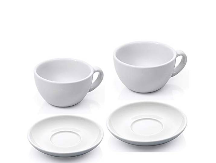 Gastro Spirit - 24-teiliges XL Cappuccino-Tassen/Kaffee-Tassen Set - Weiß, 200 ml + 280 ml, Porzellan, dickwandig, spülmaschinenfest