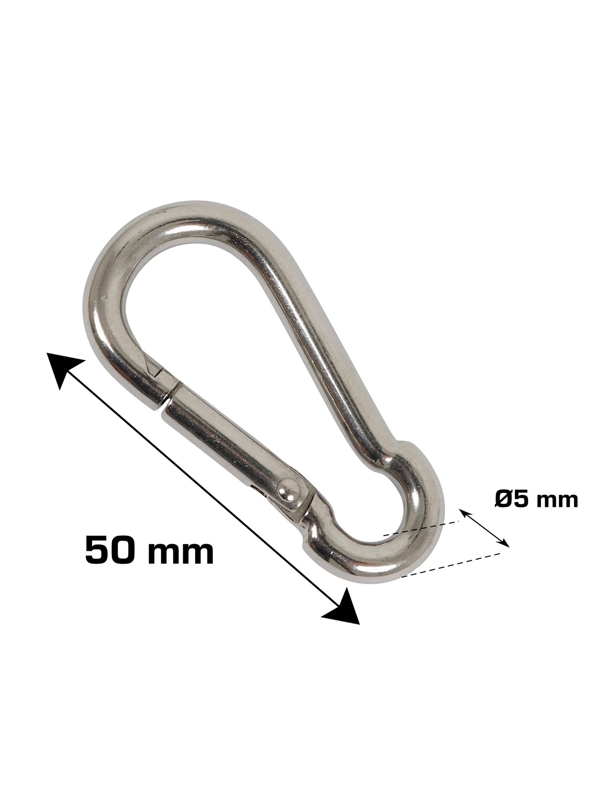 Home>it fireman's carabiner Ø5 x 50 mm in stainless steel 2 pcs.