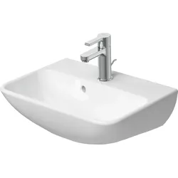 Duravit ME by Starck Handwaschbecken, mit Überlauf, 1 Hahnloch Vorstich, 450x320mm, 071945AA10, Farbe: Weiß Hochglanz mit DuraShield