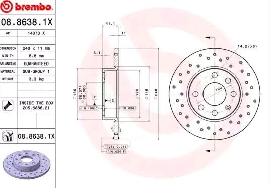 BREMBO 08.8638.1X Brake disc