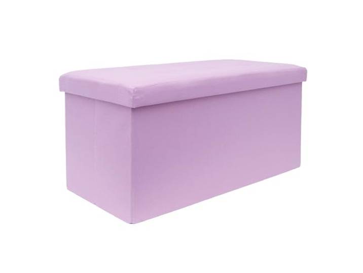 INTIRILIFE Faltbare Sitzbank 76x38x38 cm in Lotus ROSA - Sitzwürfel mit Deckel und Stauraum aus Stoff mit Mulden - Sitzcube Fußablage klappbare Aufbewahrungsbox Truhe Sitzhocker
