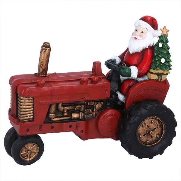 Gisela Graham Resin Santa on Tractor Ornament