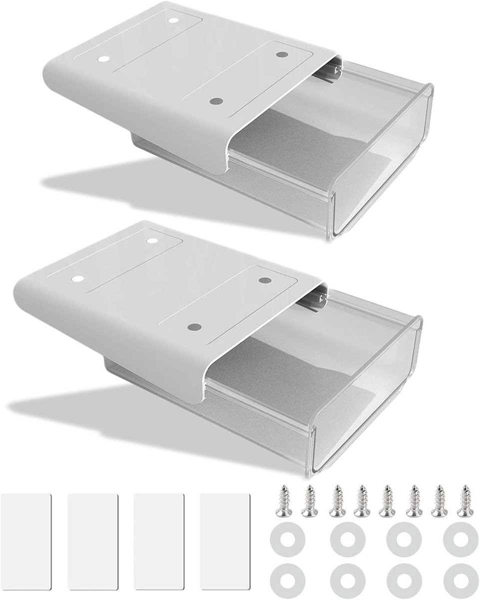 Set van 2 zelfklevende lades voor onder het bureau - Wit - Ruimtebesparende bureau organizer