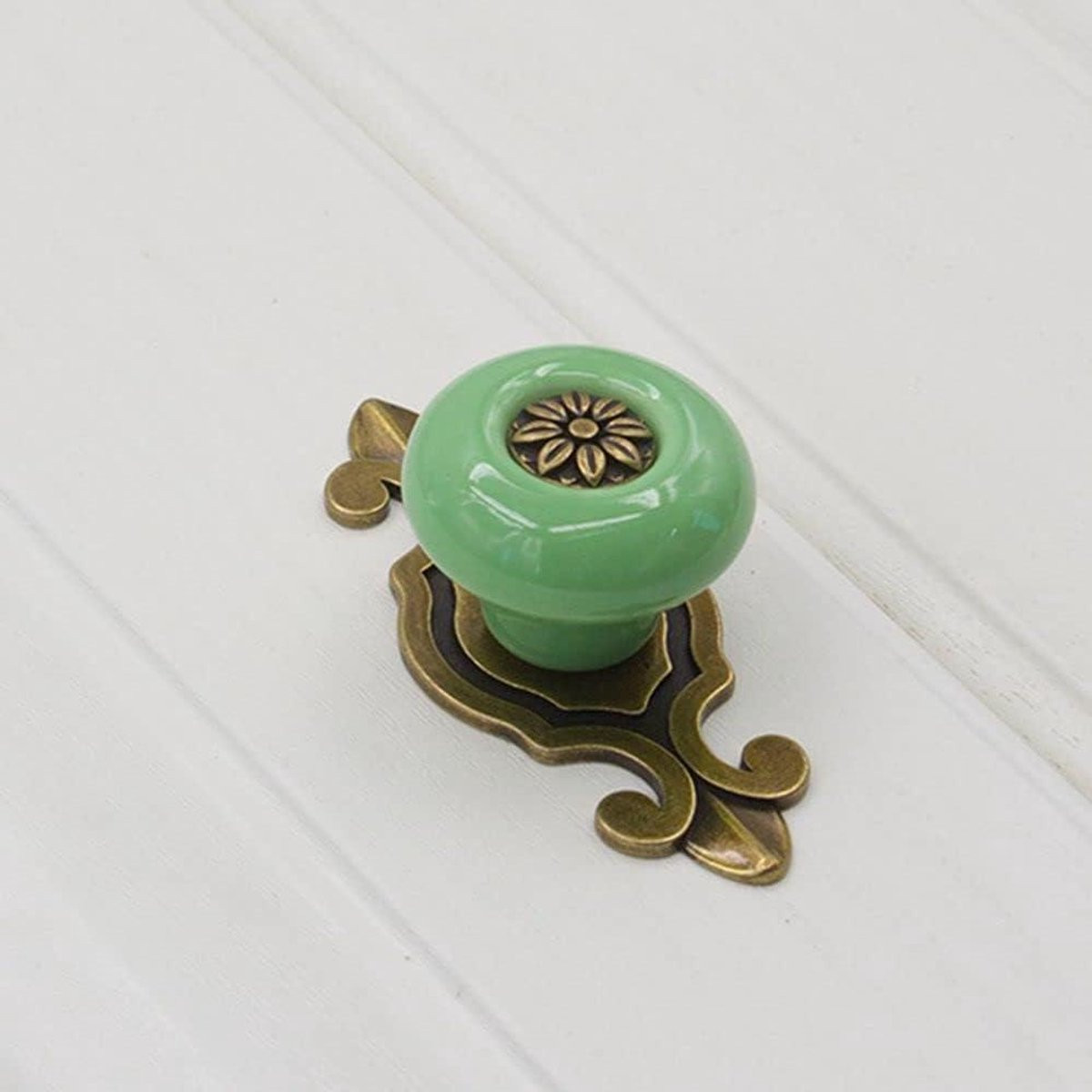 Set van 2 vintage stijl kastknoppen voor keuken decoratie - Groen