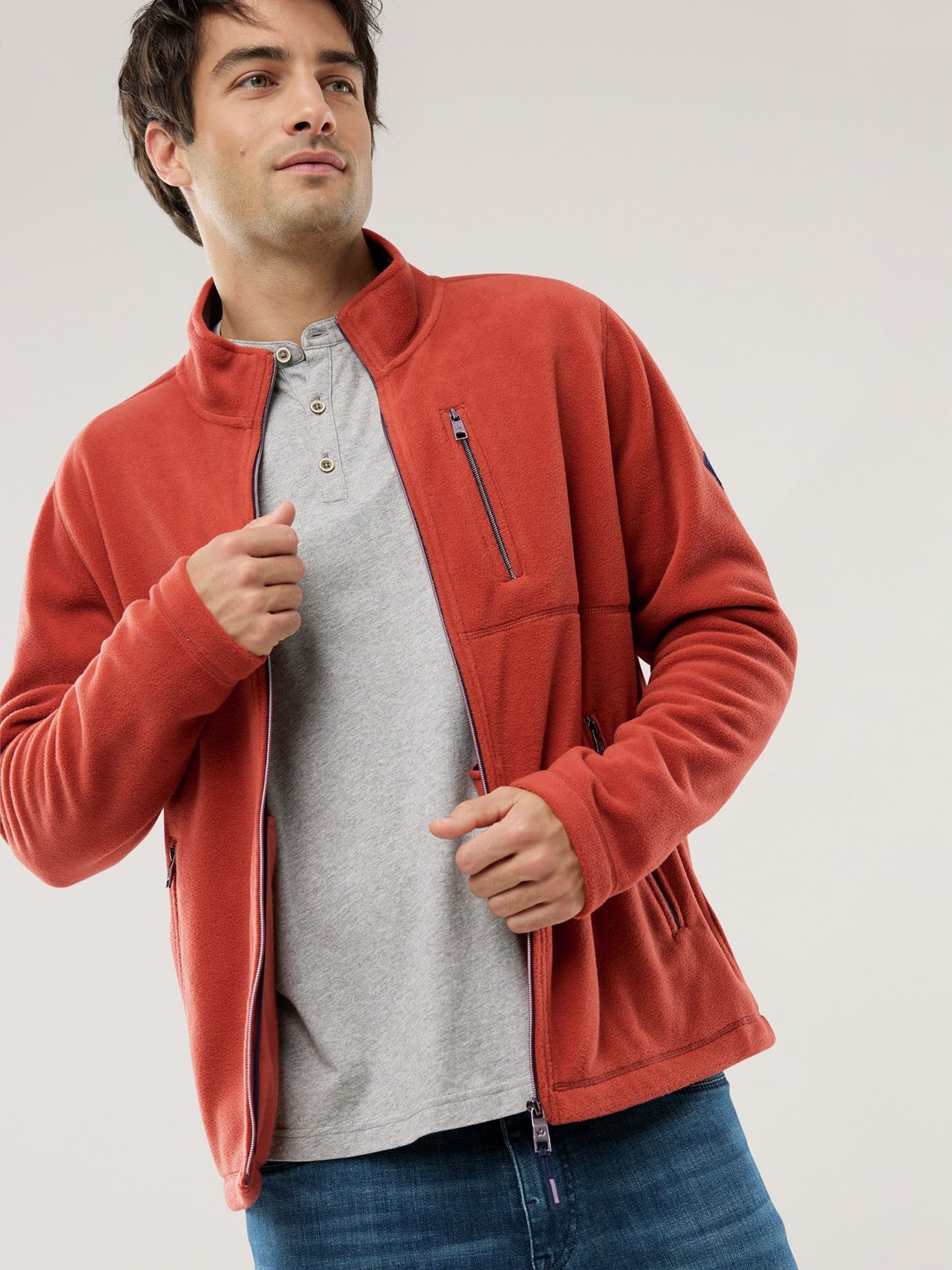 Walbusch Huskyfleece Jacke, noch offen: Größenlauf, Farbe Orange, 50, wärmendes Microfleece Anti-Pilling-Ausrüstung Herren
