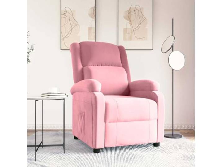YUTAASU Velvet Recliner Chair Pink Manual 3 Position, Wood Metal Frame, Sturdy TV Sessel, Comfortable Living Room