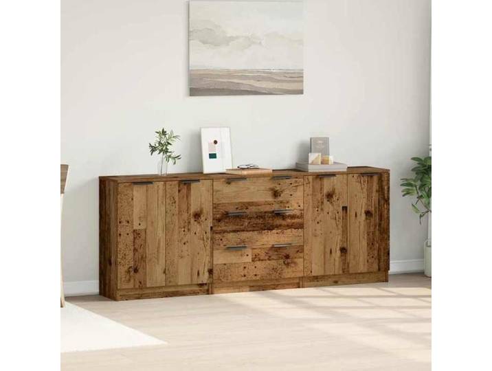 Elégant Lot de 3 Buffets - vieux bois - 60x30x70 cm - bois d'ingénierie - Meuble de Rangement Vitrine &7061215