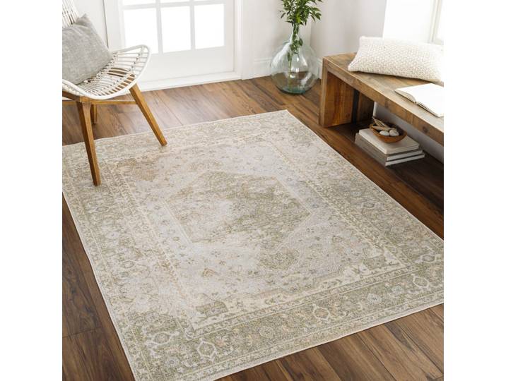 Tapis vintage lavable en machine vert/brun 160x213