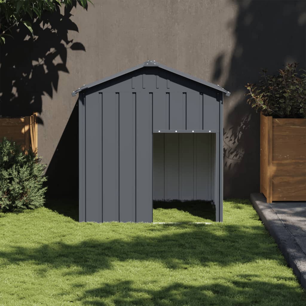 vidaXL Caseta perros con tejado acero galvanizado gris 117x103x123cm Antracita