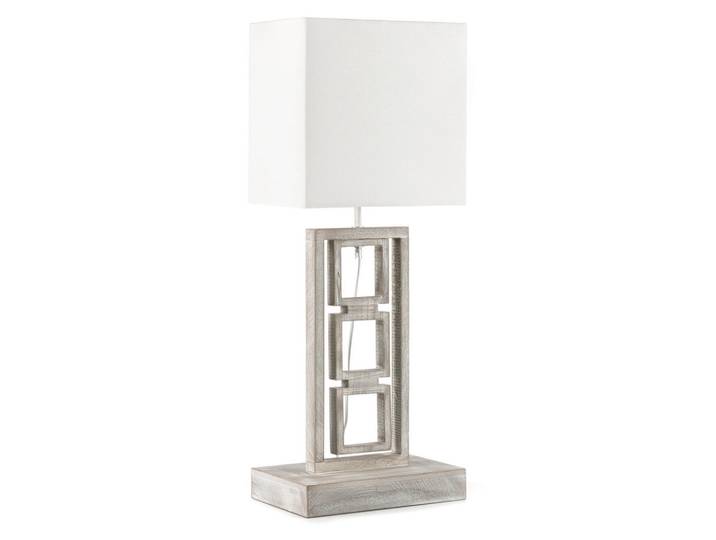 Tischleuchte, Grau, Holz, 20x75x30 cm, Lampen & Leuchten, Innenbeleuchtung, Tischlampen, Tischlampen