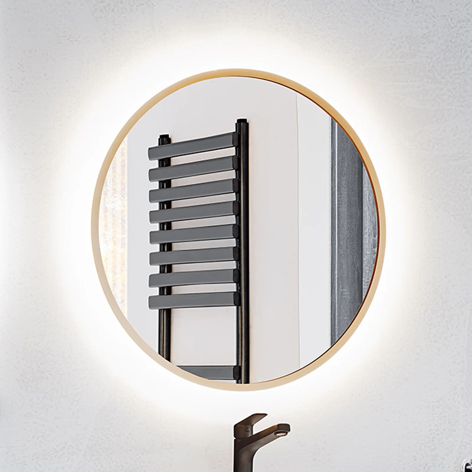 garneroarredamenti Specchio da parete retroilluminato 60x60cm dorato Goldy