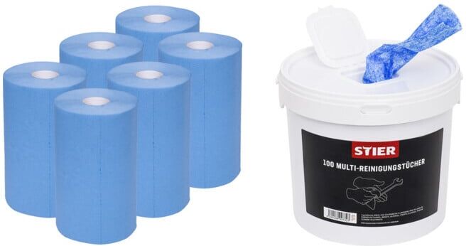 Set STIER Putzpapier-Rollen Basic 3-lagig L.30cm x B.23cm + STIER Multi-Reinigungstuch
