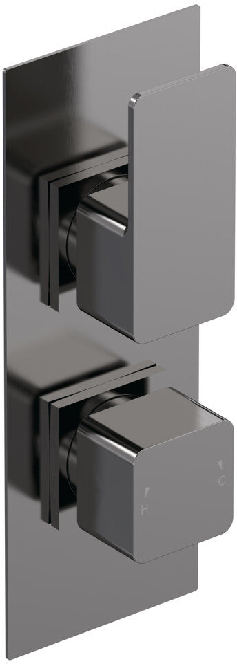 Nuie Windon Single Concealed Thermostatic Shower Valve Brushed Gunmetal 21.5cm H X 8cm W X 13.5cm D