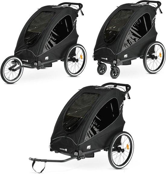 Fahrradanhänger für Kinder - Jogger-Buggy - Für aktive Ausflüge - 3-in-1 Multifunktion - Für 2 Kinder - Schwarz