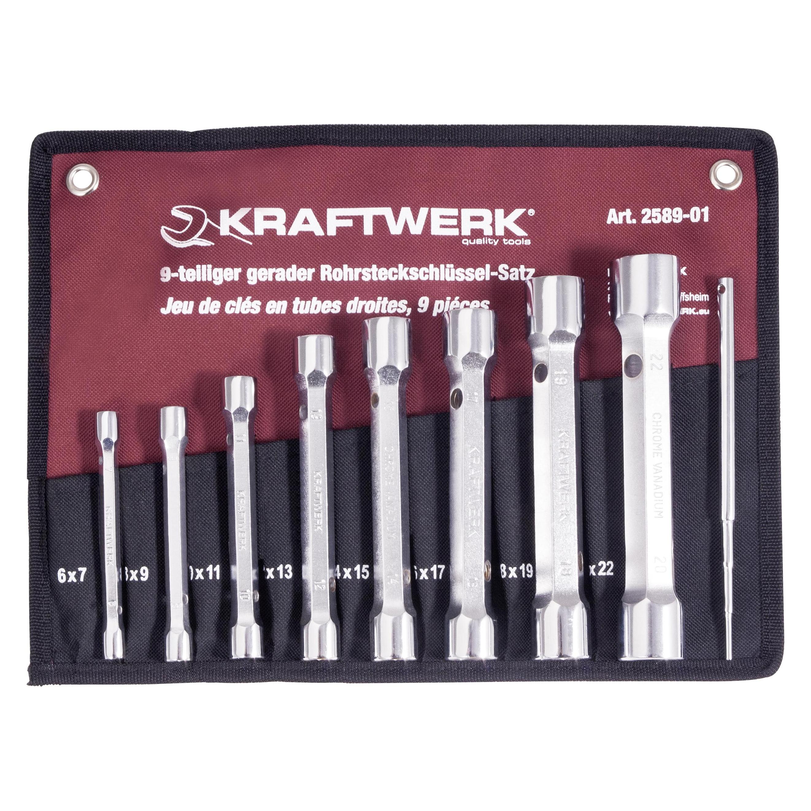 Kraftwerk Rohrsteckschl.satz mm+Stift (11 mm, 13 mm, 15 mm, 17 mm, 19 mm, 22 mm) (2589-01)