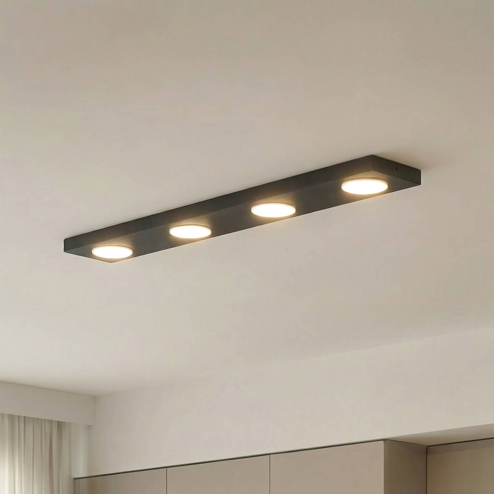 Sigma Hero moderne plafondlamp zwart van metaal en glas, dimbaar