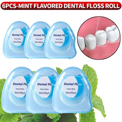 Uplifted Finds 1pc Compact Mint Flavored Dental Floss Convenient & Fast Teeth Cleaning 6 Pcs