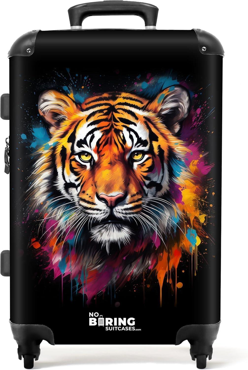 Hartschalen-Trolleykoffer, 67 cm, mit 72 Litern Fassungsvermögen, TSA-Schloss und orangefarbenem Tigerdesign im Graffiti-Stil