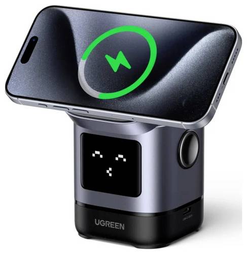 UGREEN Induktions-Ladegerät 20 W Uno W709 45775 Ausgänge 1x Apple MagSafe, Induktionslade-Standard Schwarz, Grau