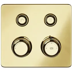 Gessi Hi-FI Fertigmontageset Thermostat mit Tasten-Bedienung on/off, 2-Wege, Regen und Handbrause, Wandmontage, 65232246, Farbe: Gold PVD