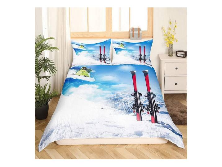 LuxusKollektion Jugendbettwäsche Bettwäscheset Teens Ski-Design 220x240cm