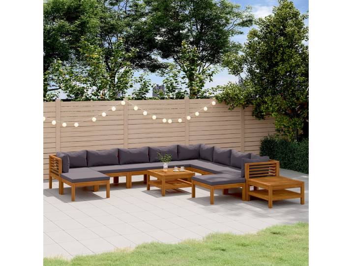 vidaXL 12-tlg. Garten-Lounge-Set mit Auflage Massivholz Akazie