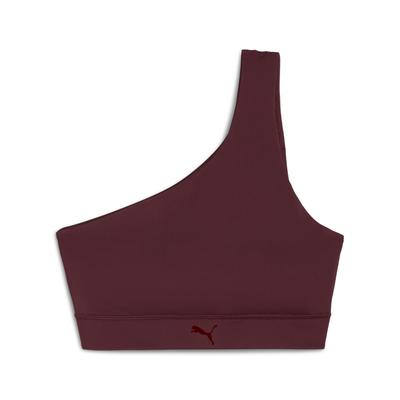 Sport-BH PUMA "PUMA SHAPE Asymmetrischer BH Damen", Damen, Gr. M, N-Gr, rot (ruby shimmer rot), Obermaterial: 77% Polyester, 23% Elasthan. Futter: 6% Elasthan, 94% Polyester. Netz: 14% Elasthan, 86% Polyester, eng, BHs Sport-BH