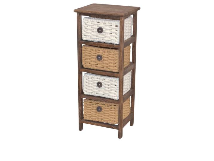 Mid.you Kommode, Braun, Holz, Paulownia, massiv, Uni, 4 Schublade(n) Schubladen, 30x74x25 cm, stehend, Holzmöbel, Kleinmöbel Holz, Holzkommoden