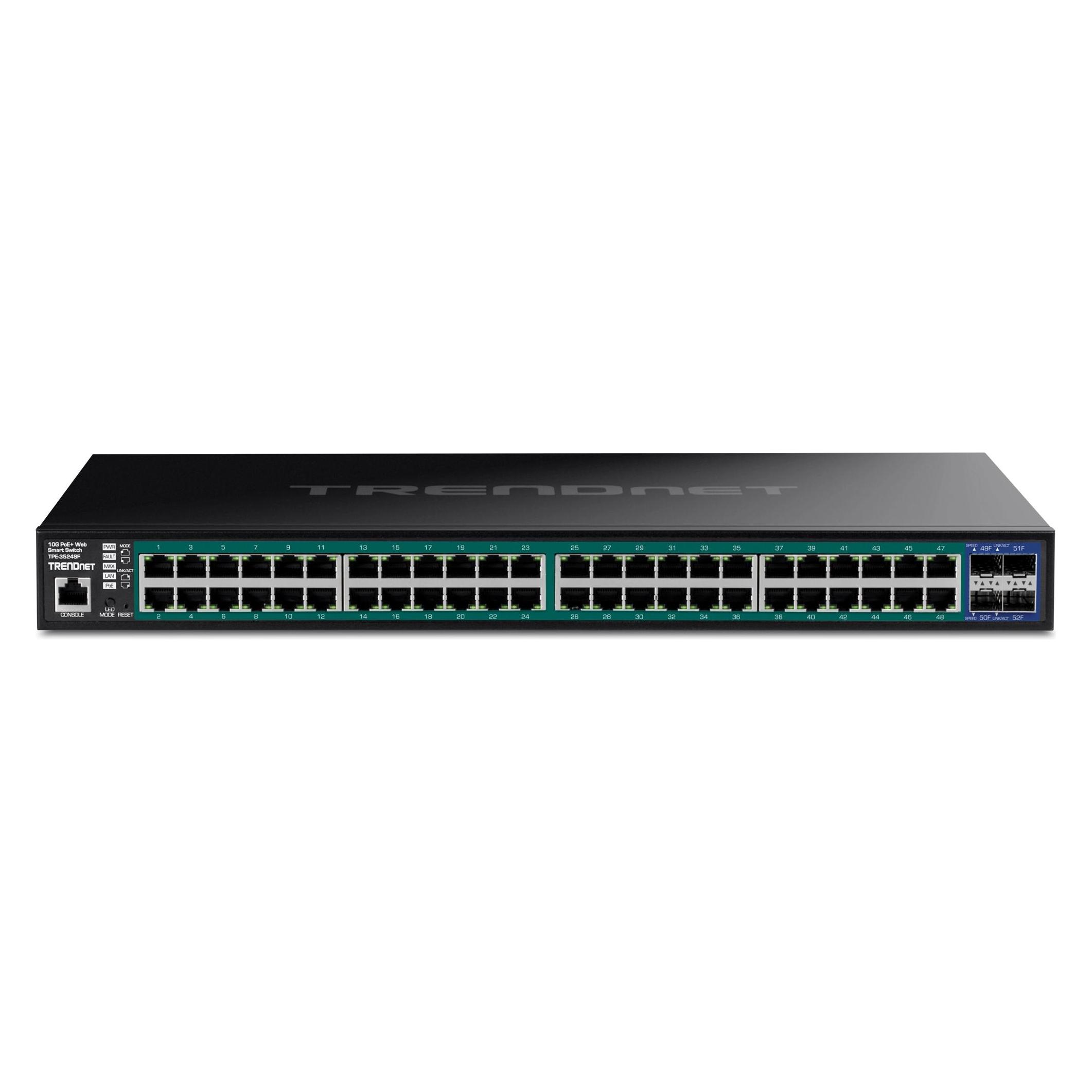 Trendnet 52-PORT GIGA WEB SMART 740W POE+ 10G SFP+ SLOTS (52 Ports) (TPE-3524SF)