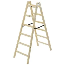 Hailo, Leiter + Gerüst, H40 StandardLine 2x6 Holz-Doppelsprossenleiter (Stehleiter, 162.40 cm)