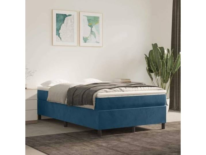 RJPLMFV Lattenrost und Matratze, Velours, Dunkelblau, 120 x 200 cm Taschenfedern, mittelharte Unterstützung, Lattenrost aus Zwischenplatte, weicher Matratzenschoner