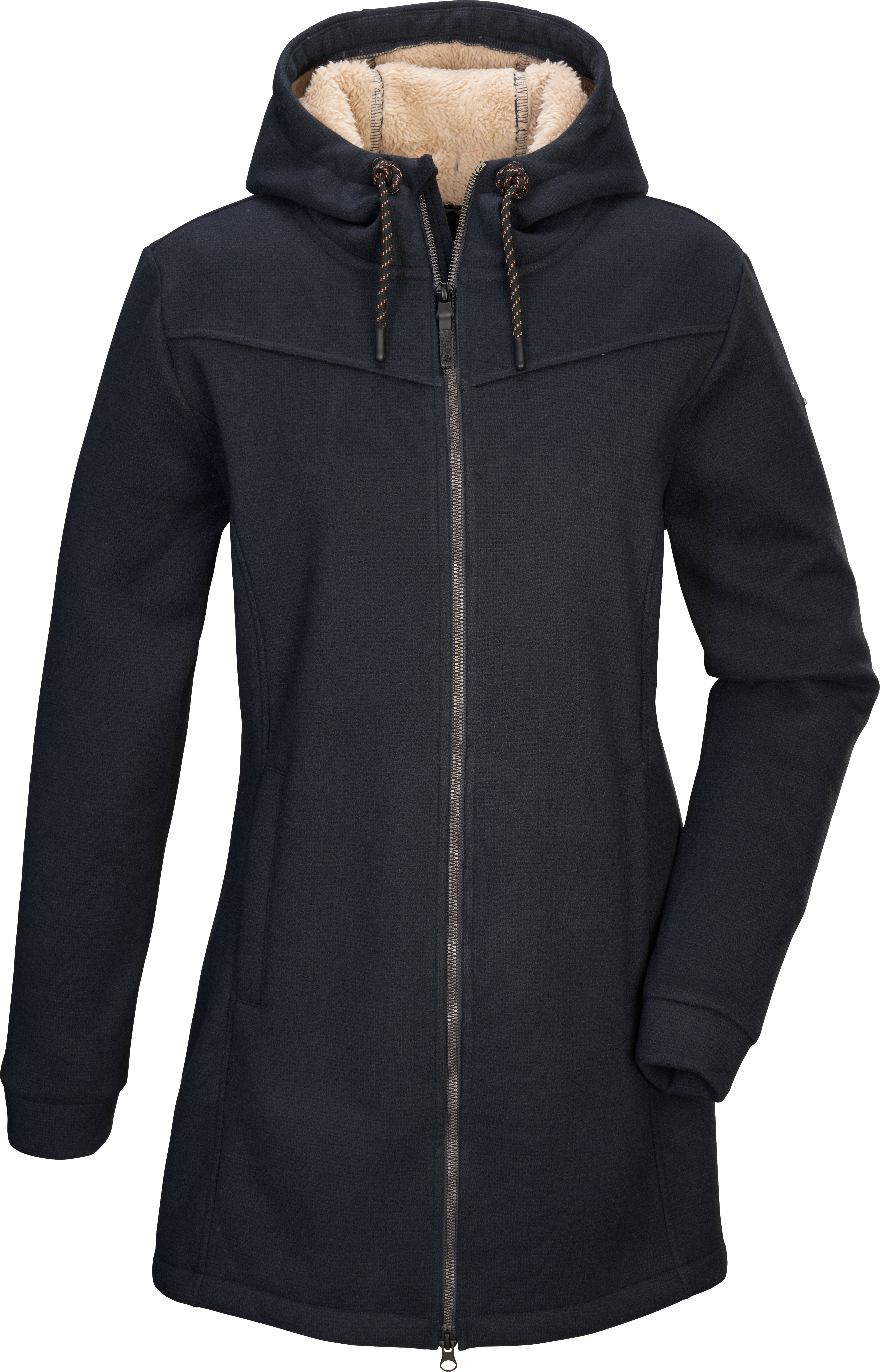Strickfleecejacke "GW 37 WMN KNTFLC PRK", Damen, Gr. 46, blau (dunkelnavy), Obermaterial: 100% Polyester, G.I.G.A. DX BY KILLTEC, Jacken Strickfleecejacke, mit integriertem Kinnschutz, windabweisend dunkelnavy 46