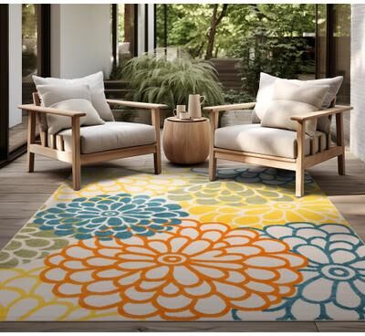 Alise Rugs Origin Coastal Floral Indoor/Outdoor Area Rug